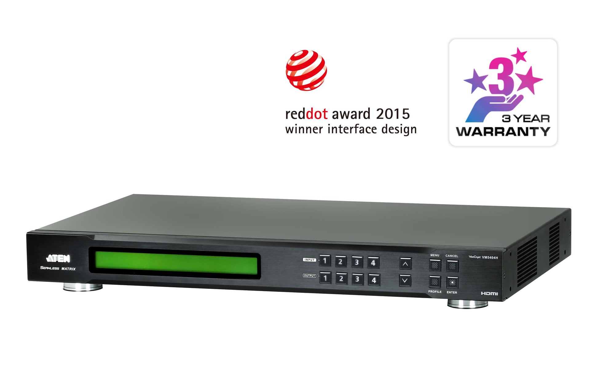 ATEN Professional Matrix 4x4 HDMI Matrix with Scaler, Seamless Switch,